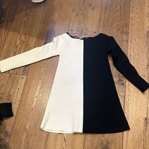 Zara Two-Tone Black and Cream sweater Dress
